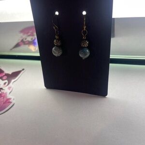 Elegant Blue and Gold Dangle Earrings